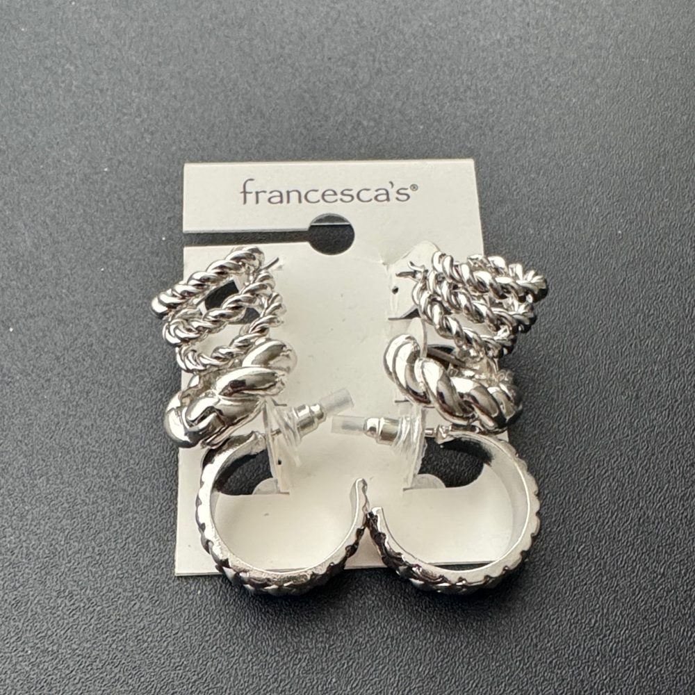 Francesca's Collections Silver Rope Hoop Earrings